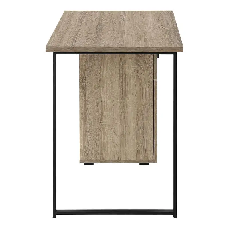 Contemporary 48" Computer Desk for Home Office, Laptop Setup, Left & Right Configuration, Storage Drawers, Brown Laminate &
