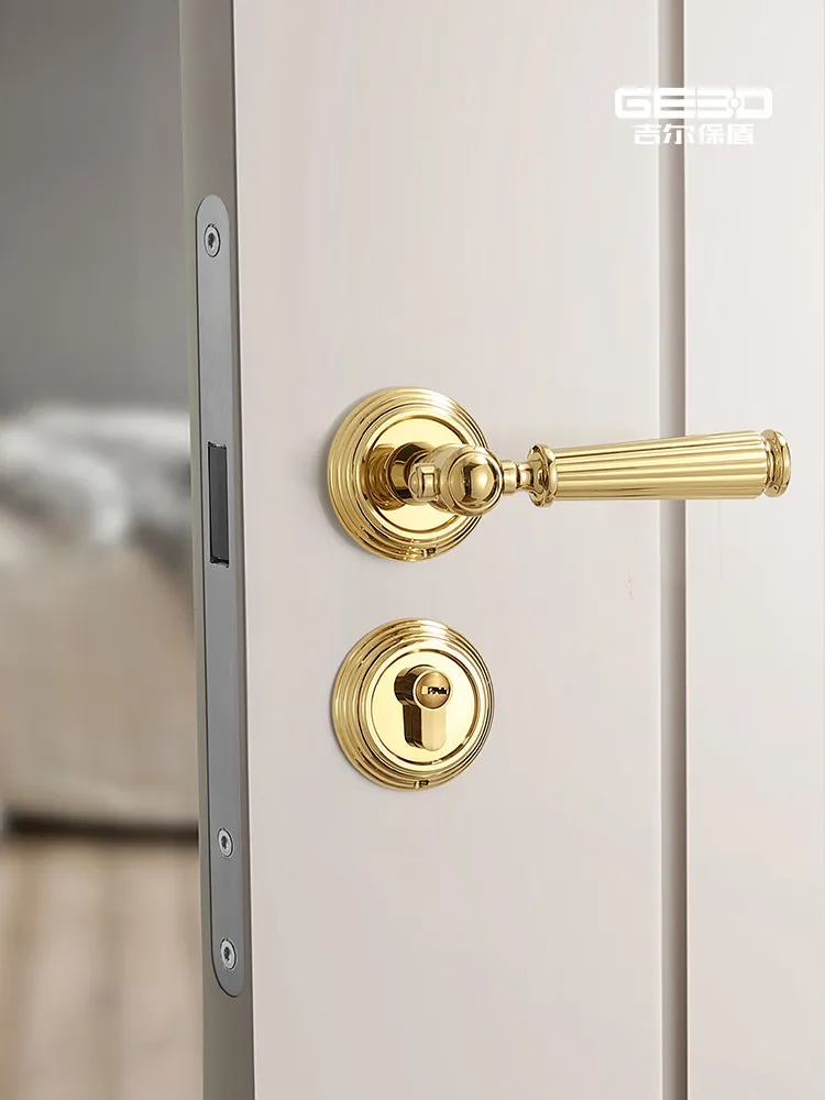 

YFY French gold door lock silent magnetic indoor bedroom room door handle American split wooden door lock