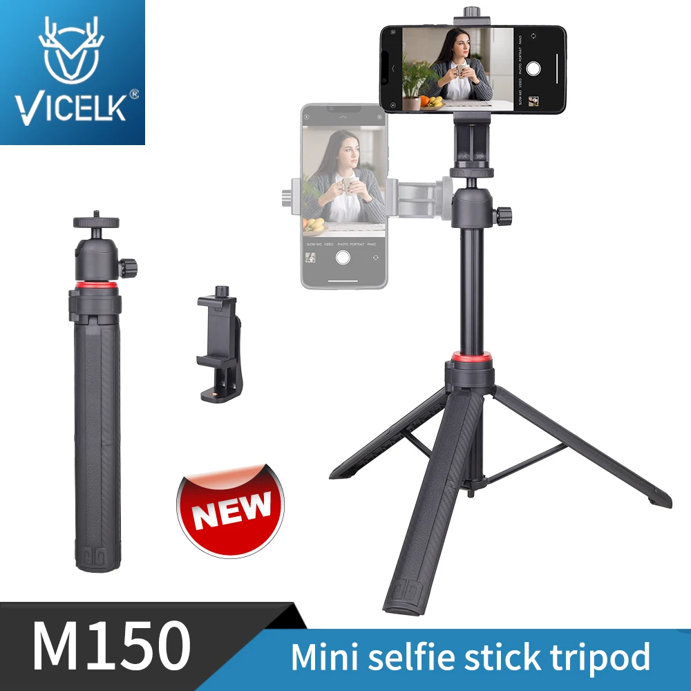 VICELK 150CM Portable Mini Tripod Extendable Tripod Stand with Phone Mount Holder for DSlR Camera Smartphone Live Streaming Vlog