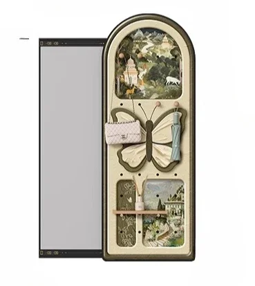 French medieval entrance decorative painting hidden hole board dressing clothes can be pushed and pulled full body mirror