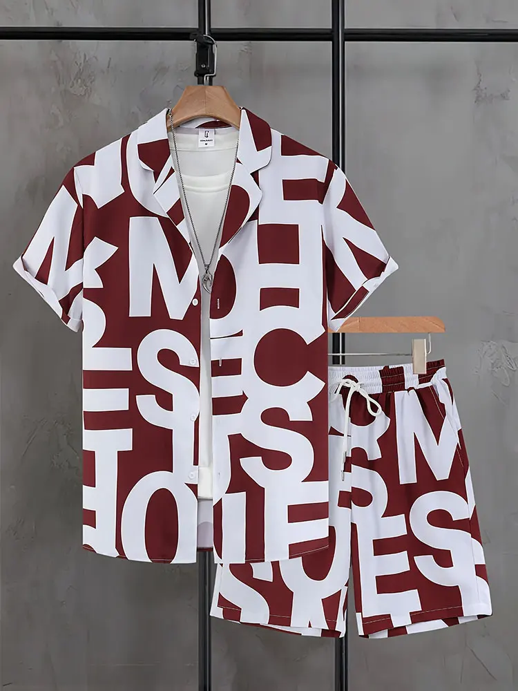 Hawaiian Outdoor Shorts For Men Casual Summer Shirt For Everyday Men Short-sleeved Shirt And Beach Shorts Set Fashion Printing