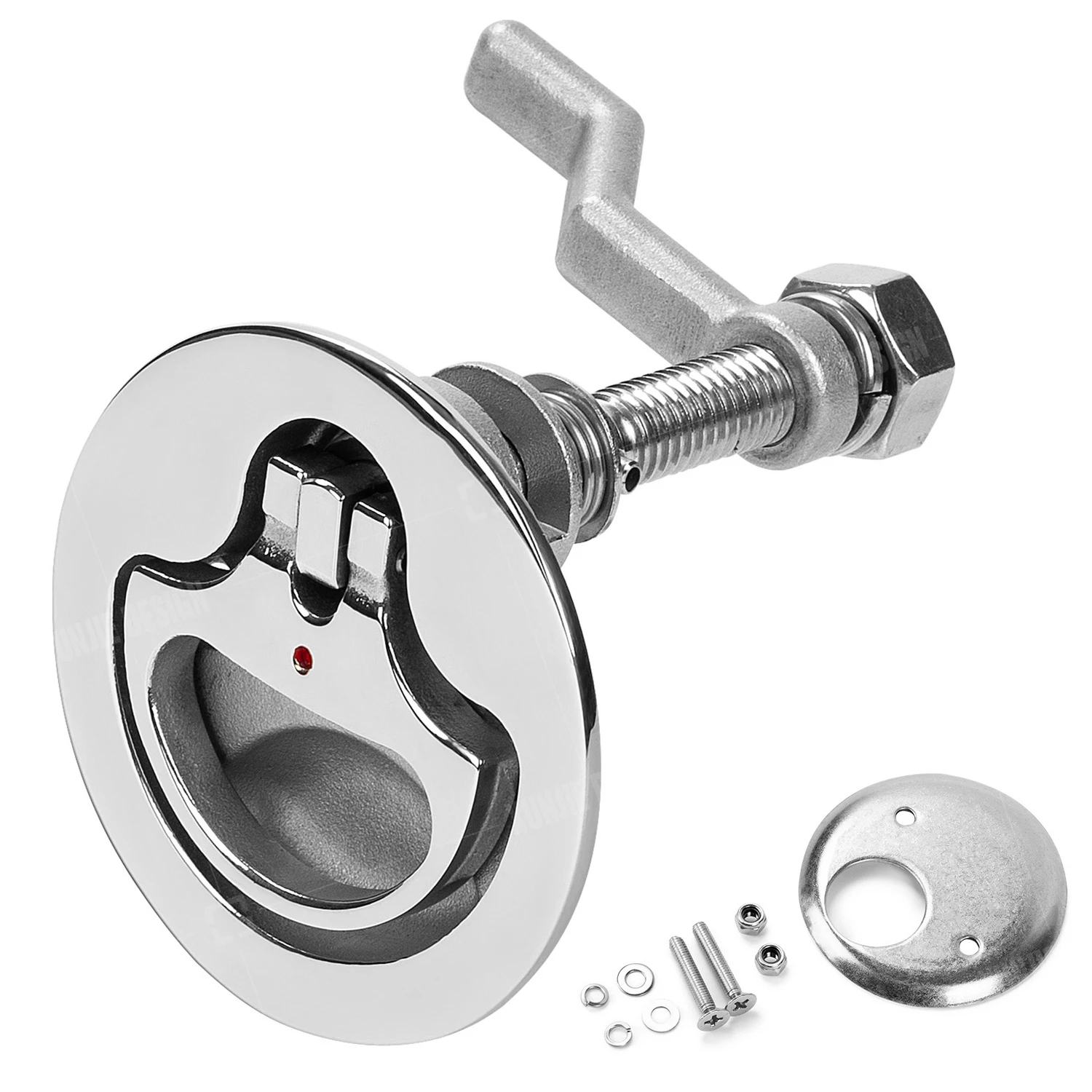 

Heavy duty 316 Stainless Steel Boat Cam Latch, Marine Flush Hatch Pull with Back Plate and Screw