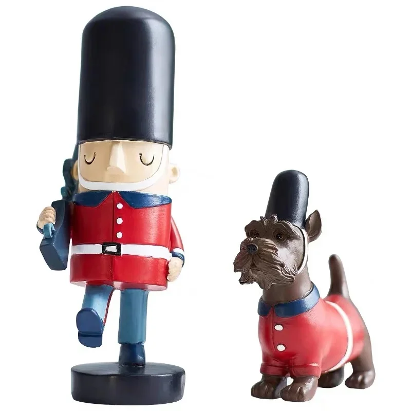 Mgt-creative soldier and dog statue, home interior decoration crafts, gift display