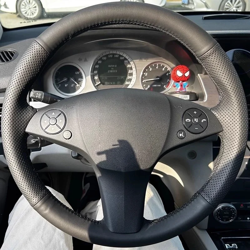 DIY Black Artificial Leather Car Steering Wheel Cover for Mercedes Benz C180 C200 C350 C300 CLS 280 300 350 500 GLK Accessories