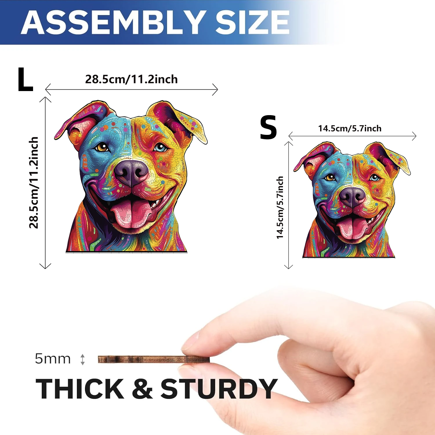 Colorful Dog Wooden Puzzle for Adults, Irregular Animal Shaped Unique Wooden Jigsaw Puzzle, Special Holiday Gifts for Friends Family Modern Art Home Decor