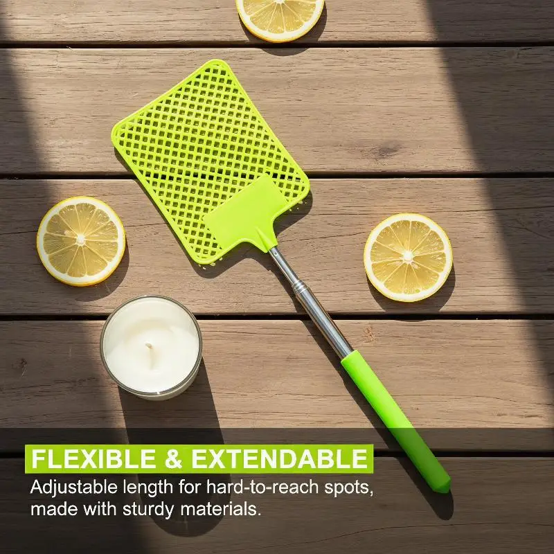 Black Mosquito Swatter Adjustable Stainless Steel Handle Creative Design for Comprehensive Pest Control