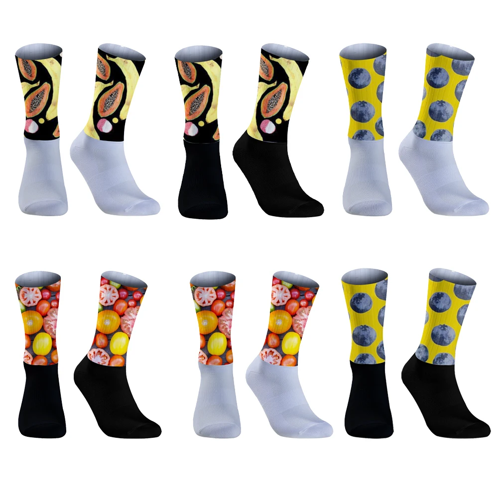 Chaussettes de cyclisme coordonnantes en silicone pour homme ou femme, accessoire de sport, de vélo, de course, d'été, nouveau