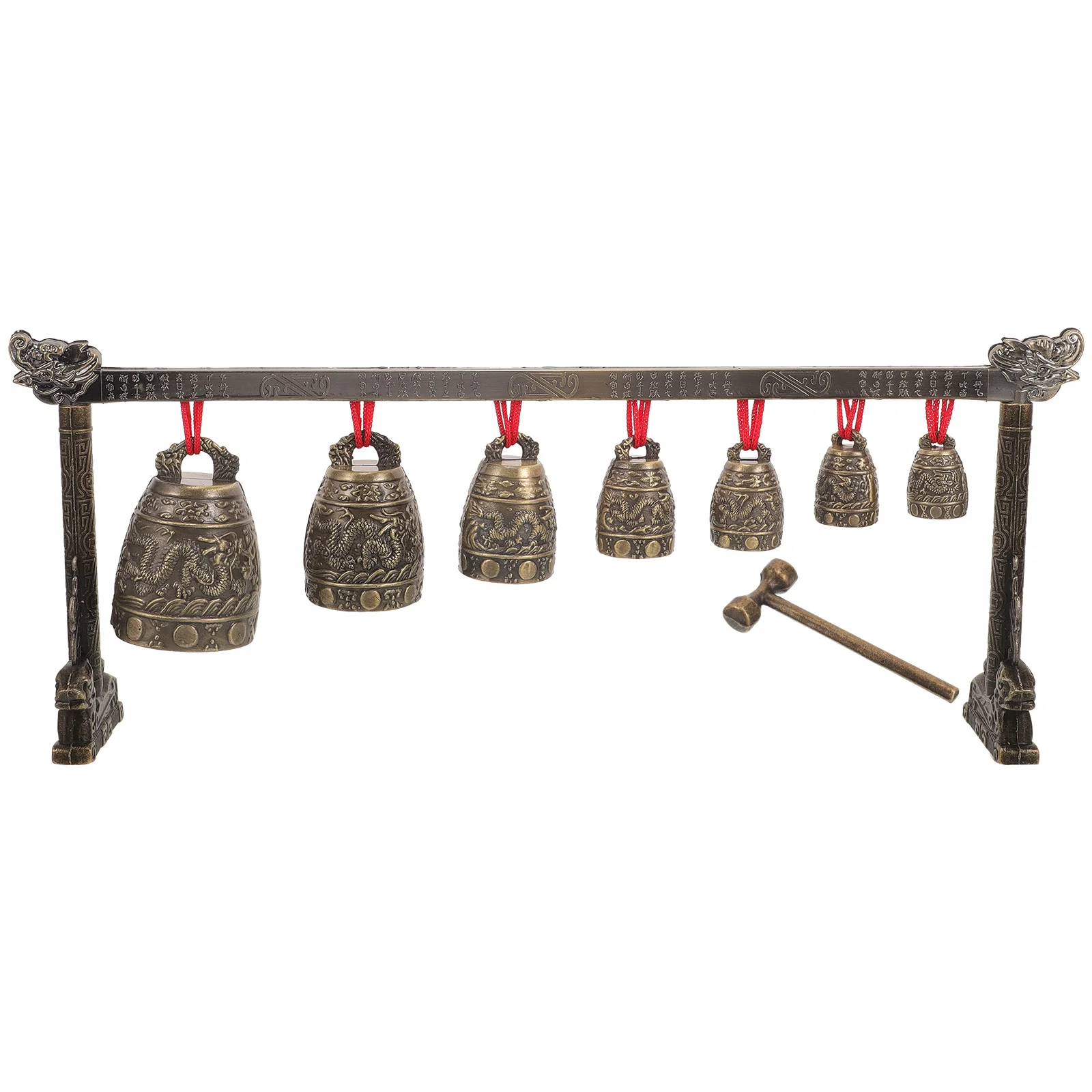 

7 Round Retro Chime Bells Chinese Instrument Bronze Gong Percussion Jingle Melodious Sound Hand Coordination Zinc Compact Home