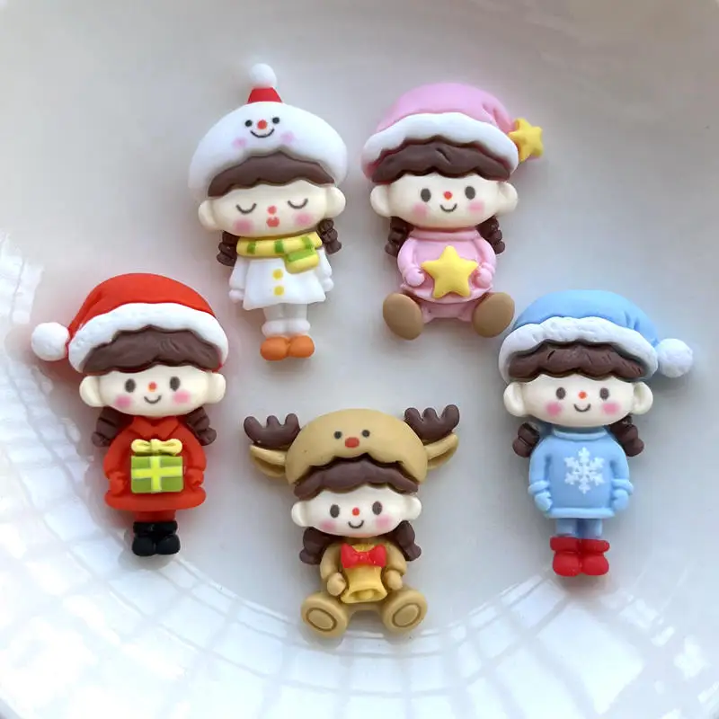 New style color painting 5pcs cute and beautiful girl resin decoration flat back diy jewelry hairpin gift kawaii scrapbook