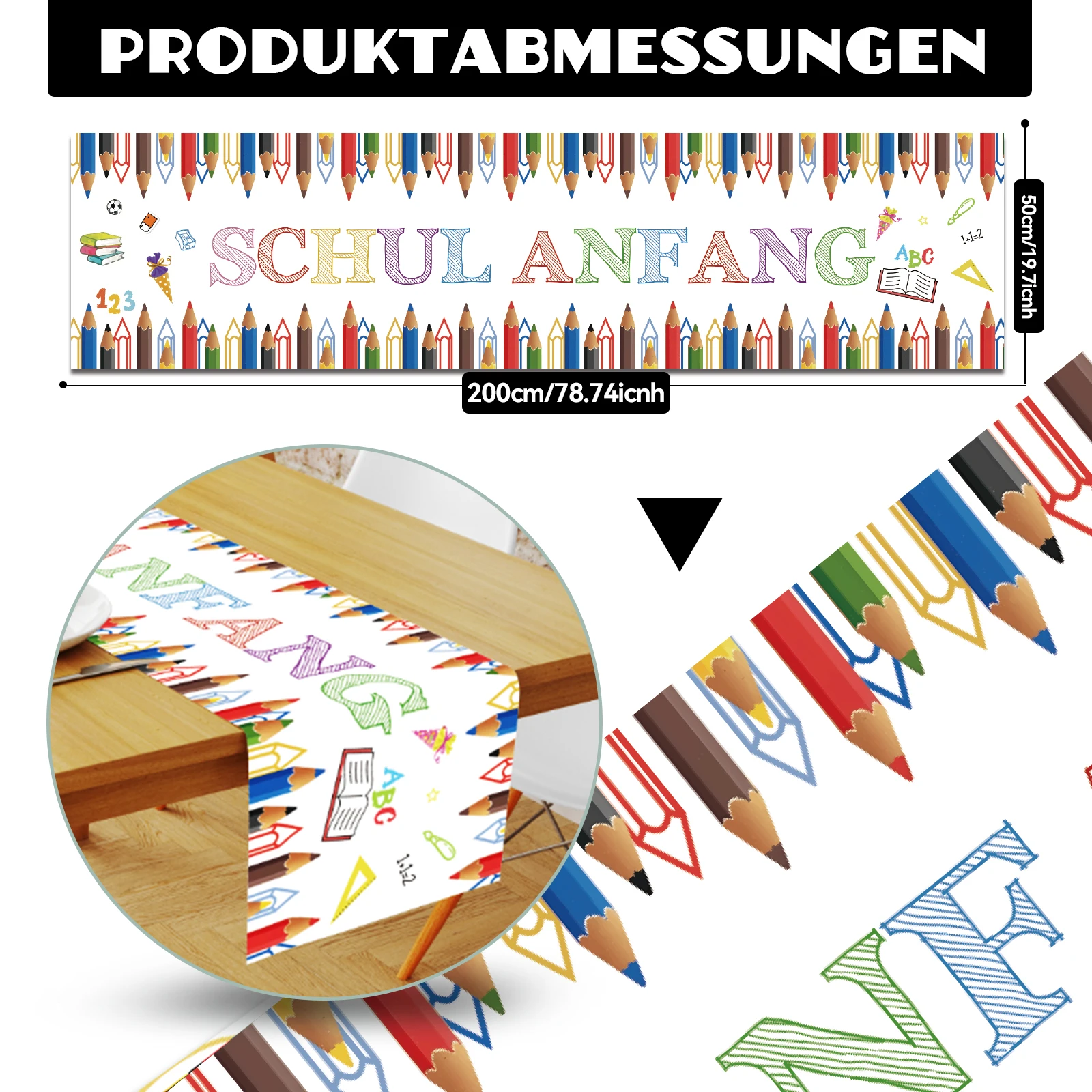 1 piece of table decoration for the first day of school, colorful meal decoration, table flag, school introduction, party decora