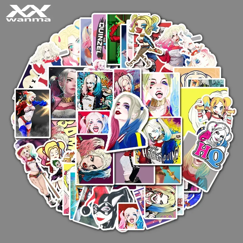 Harley Quinn adesivos impermeáveis, Desenhos animados não repetidos, 52pcs