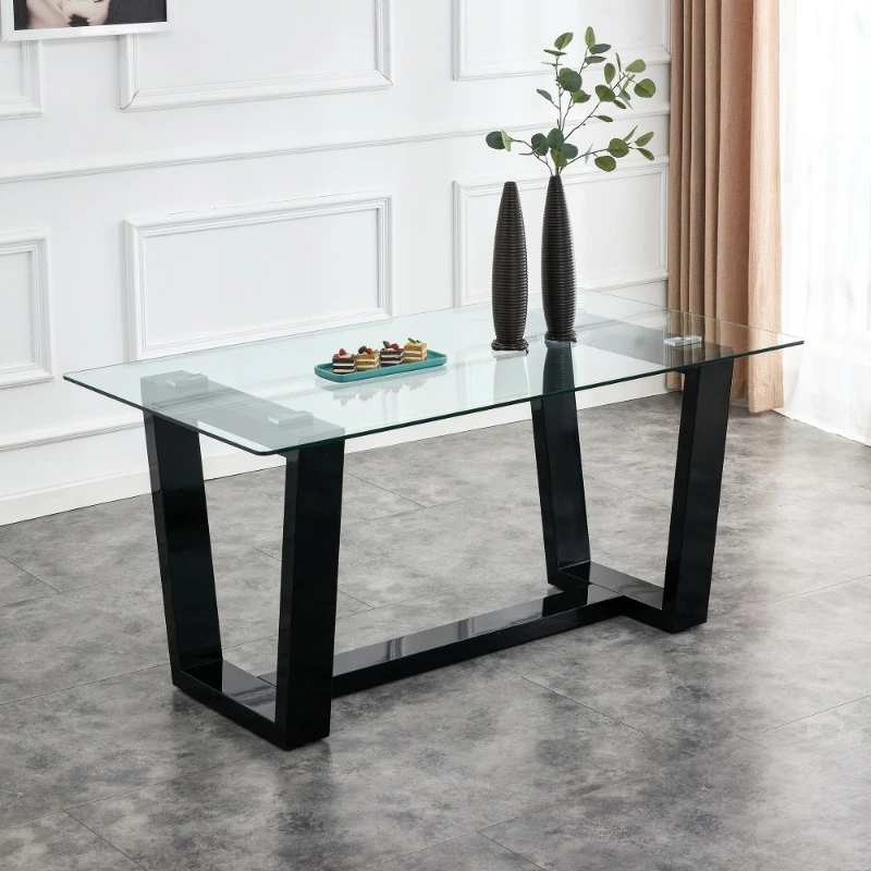 

Large Glass Dining Table Modern Minimalist Rectangular Dining Table Kitchen Dining Living Meeting Room Breakfast Table Furniture