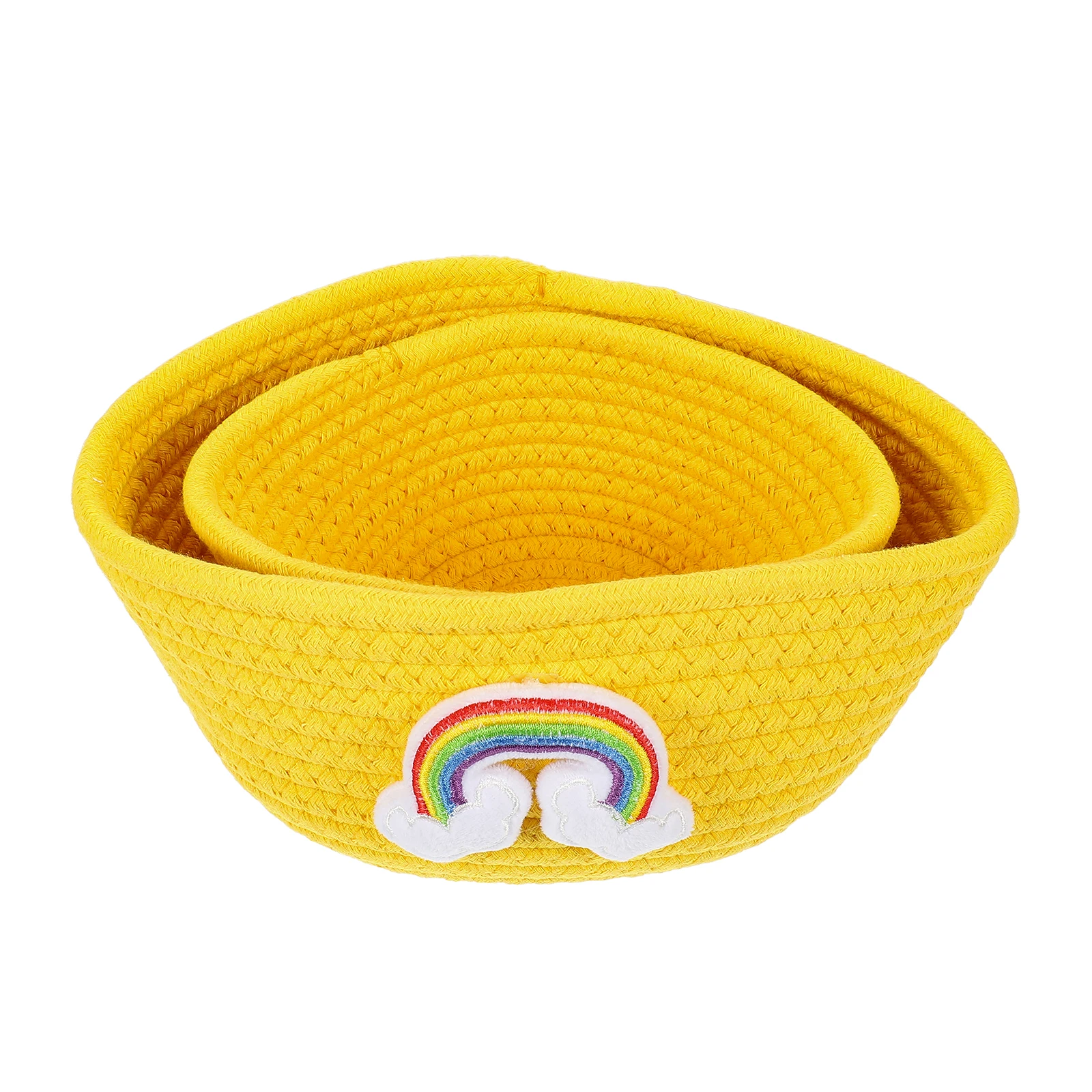 

2pcs Woven Storage Basket Large Snack Baskets Cartoon Cotton Rope Blanket Toy Home Decor