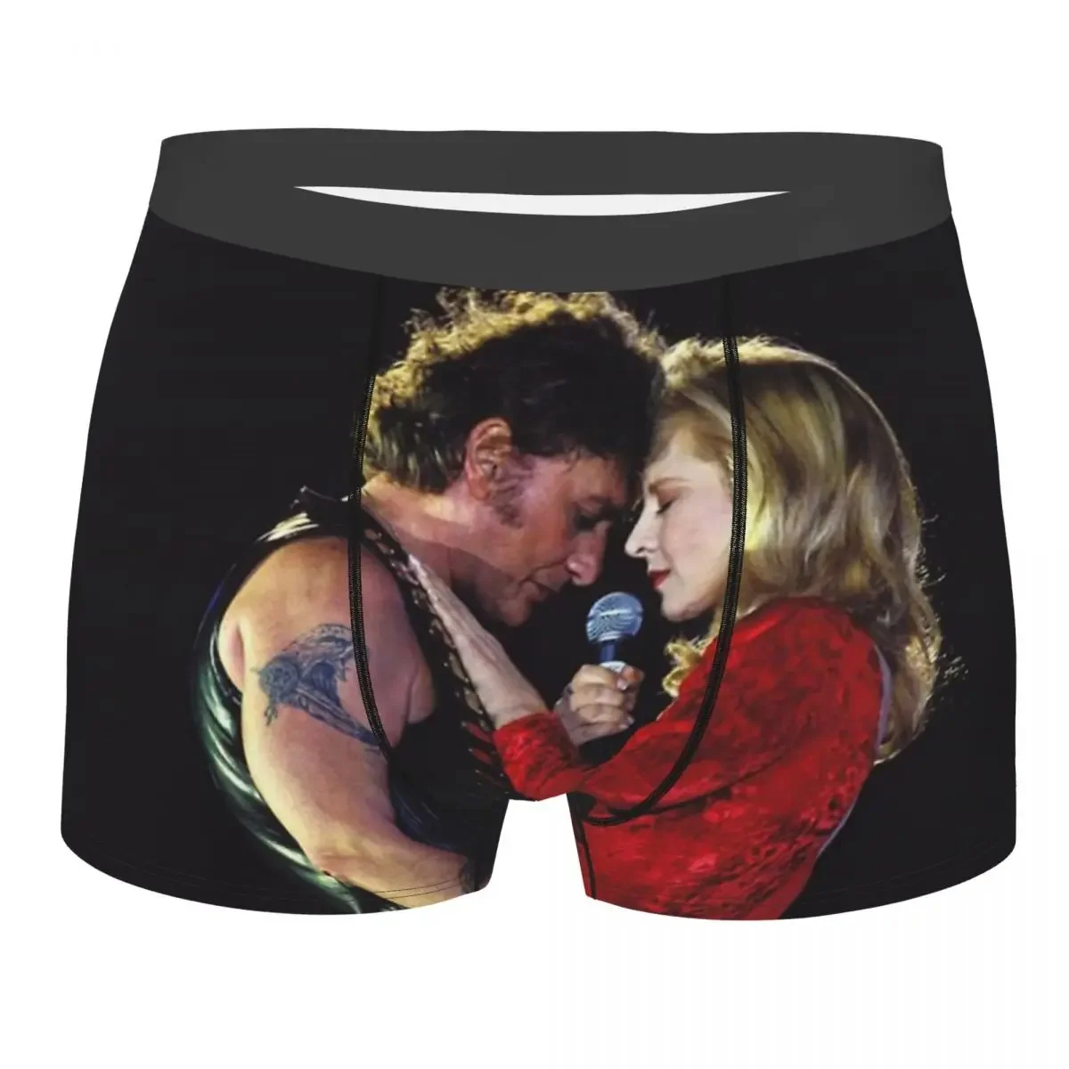 Sexy Boxer Shorts Panties Briefs Man  Hallyday And Sylvie Underwear Rock Music French Singer Soft Underpants for Homme