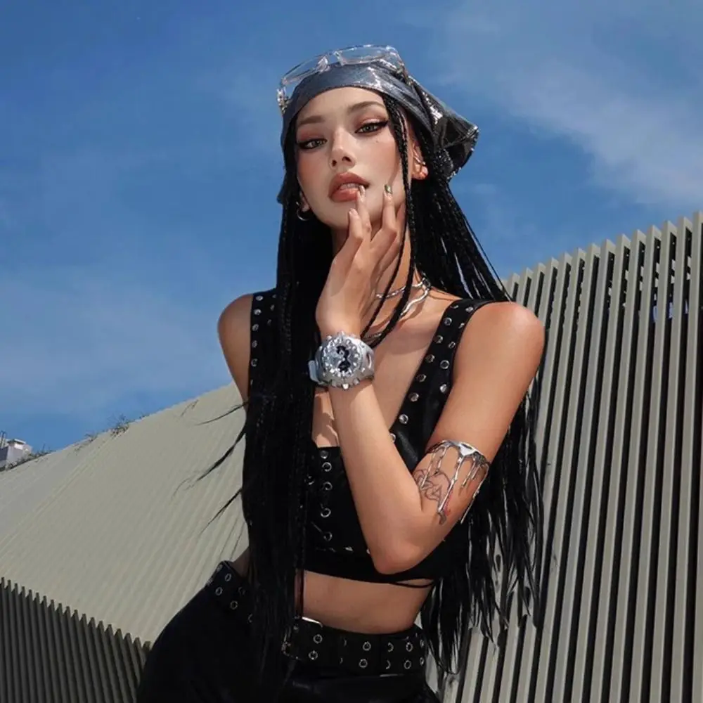 

Retro Hip Hop Leopard Print Hair Scarf Square Soft Y2k Print Turban All-match Headband Punk Bandana Spice Girls