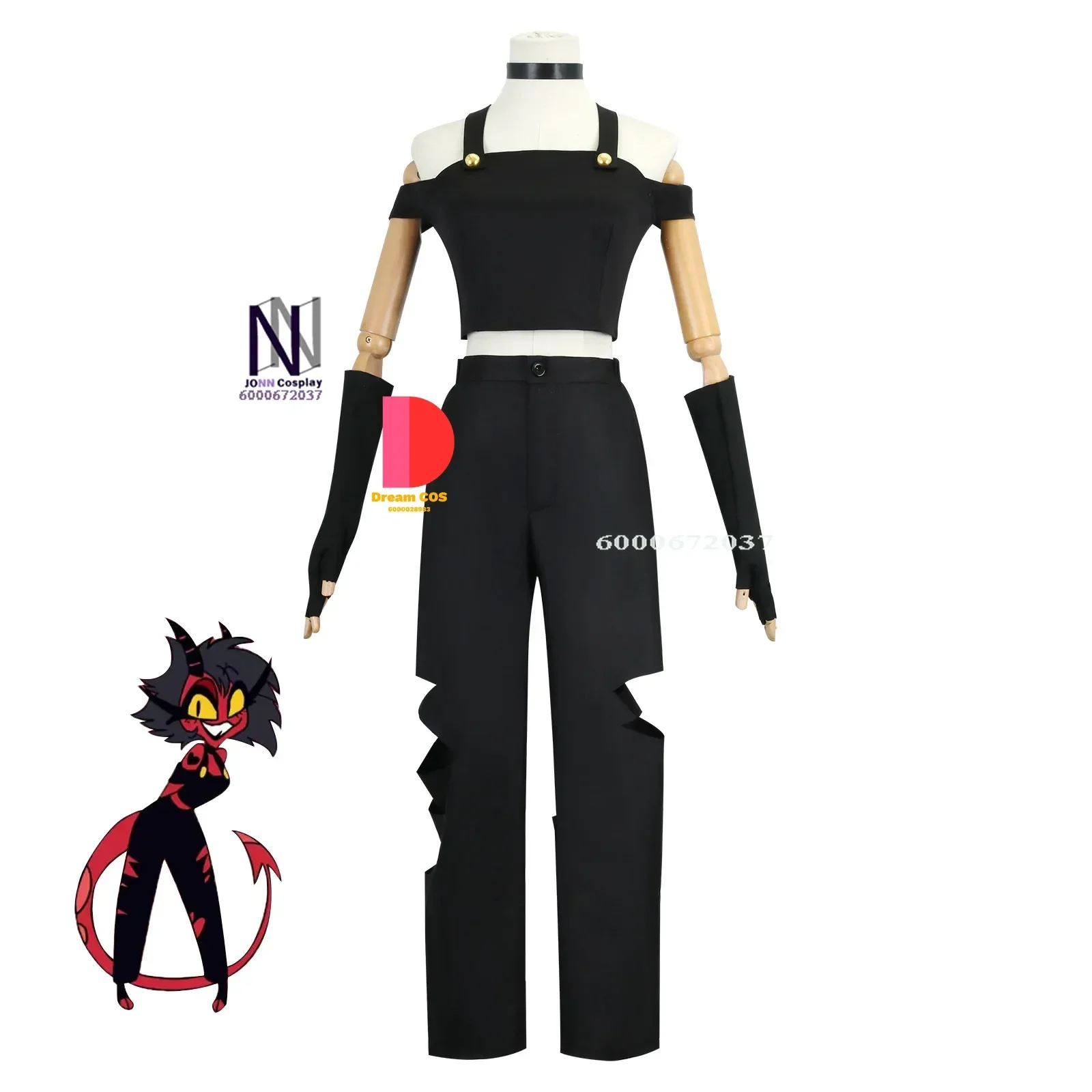 Hazbin hotel helluva chefe anime millie cosplay traje sexy preto calças superiores conjunto completo para mulheres adultas halloween venda quente