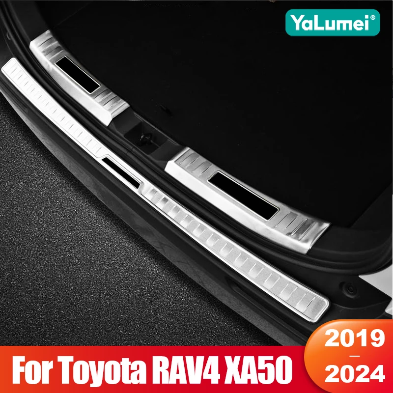 

Для Toyota RAV4 XA50 2019 2020 2021 2022 2023 2024 гибридный багажник автомобиля, внутренняя защита, задний бампер, пластина, аксессуары из нержавеющей стали