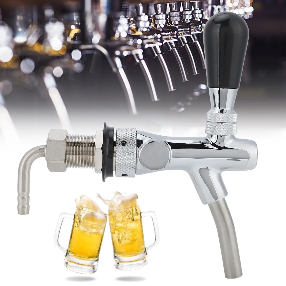 Adjustable Beer Tap Beer Keg Faucet G5/8in Thread Chroming Brass Stainless Steel Adjustable Beer Faucet Tap Beer Keg Accessories