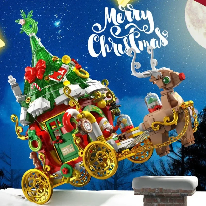 

Christmas Lights Elk Car Puzzle Assembled Building Block Model Toy Fashion Christmas Gift Desktop Decoration for Gift 601012