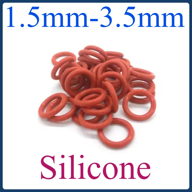 

Food Grade Red Silicone O-Rings - VMQ Rubber Gaskets, Assorted Sizes for HVAC Tools 1.5mm-3.5mm