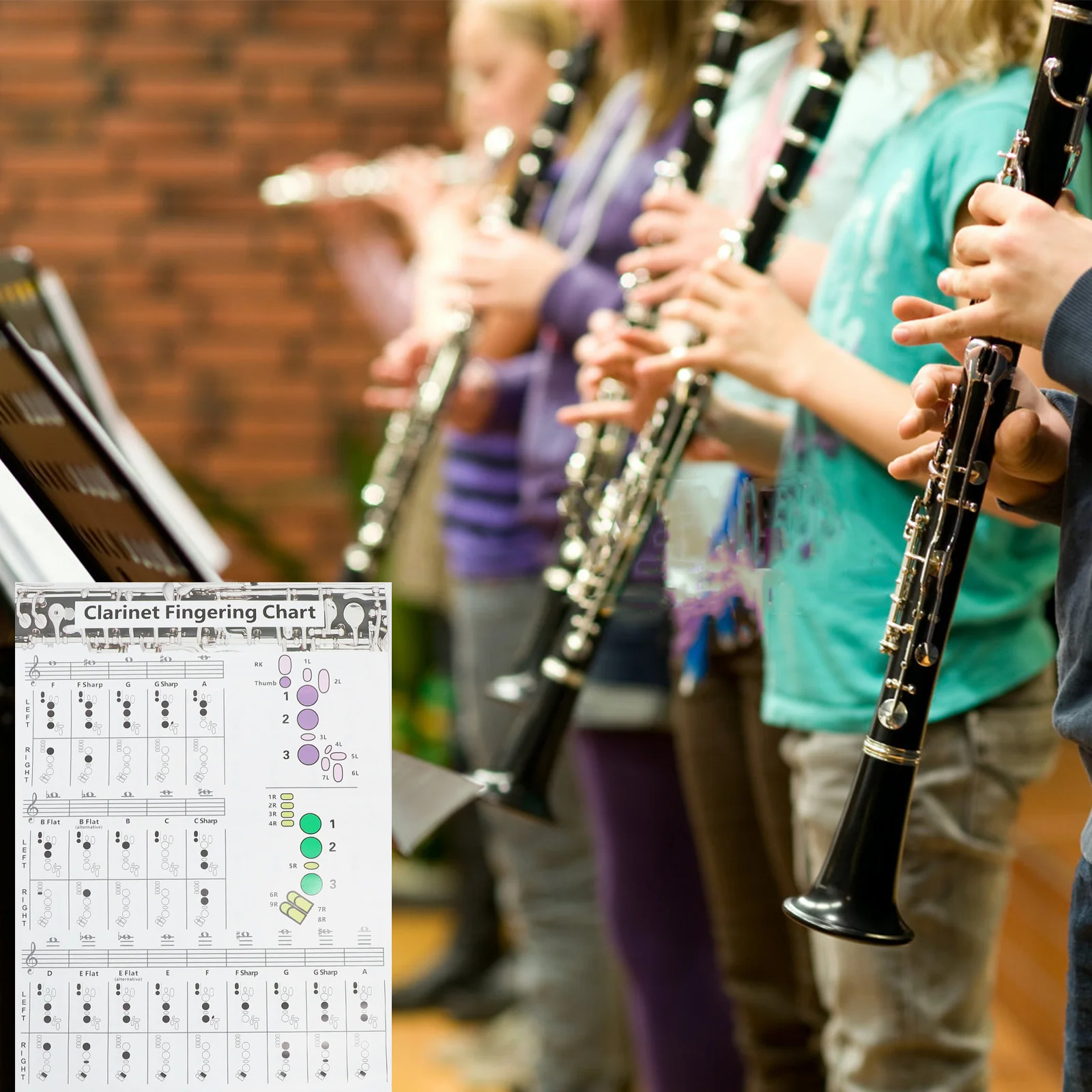 

Chord Fingering Chart Clarinet Guide for Music Poster Beginner Coated Paper