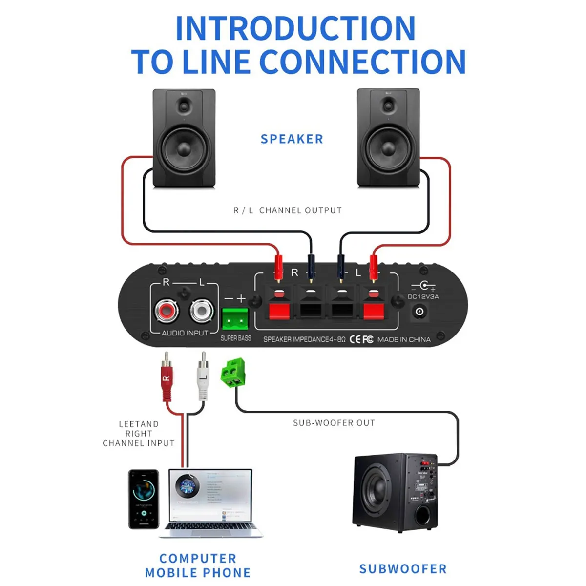 Amplificadores digitales de Audio Hifi para el hogar, amplificador de bajos de potencia, bluetooth, altavoces de Radio Subwoofer, 12V/220V, APE/WAV, Flac, MP3