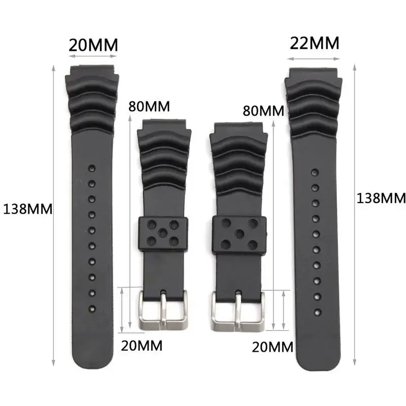 Polsband voor Seiko 20mm 22mm 24mm Diver Rubber Horlogeband Siliconen Sportarmband voor Seiko SKX007/009 voor Casio Watch2028