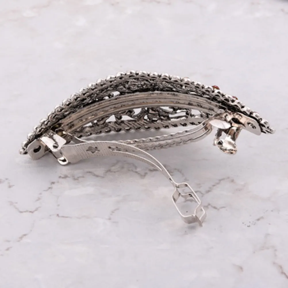 

3pcs Vintage Hair Clip Alloy Crystal Oval Spring Hairpins Women Elegant Barrettes Matching Outfits Decorative Hair