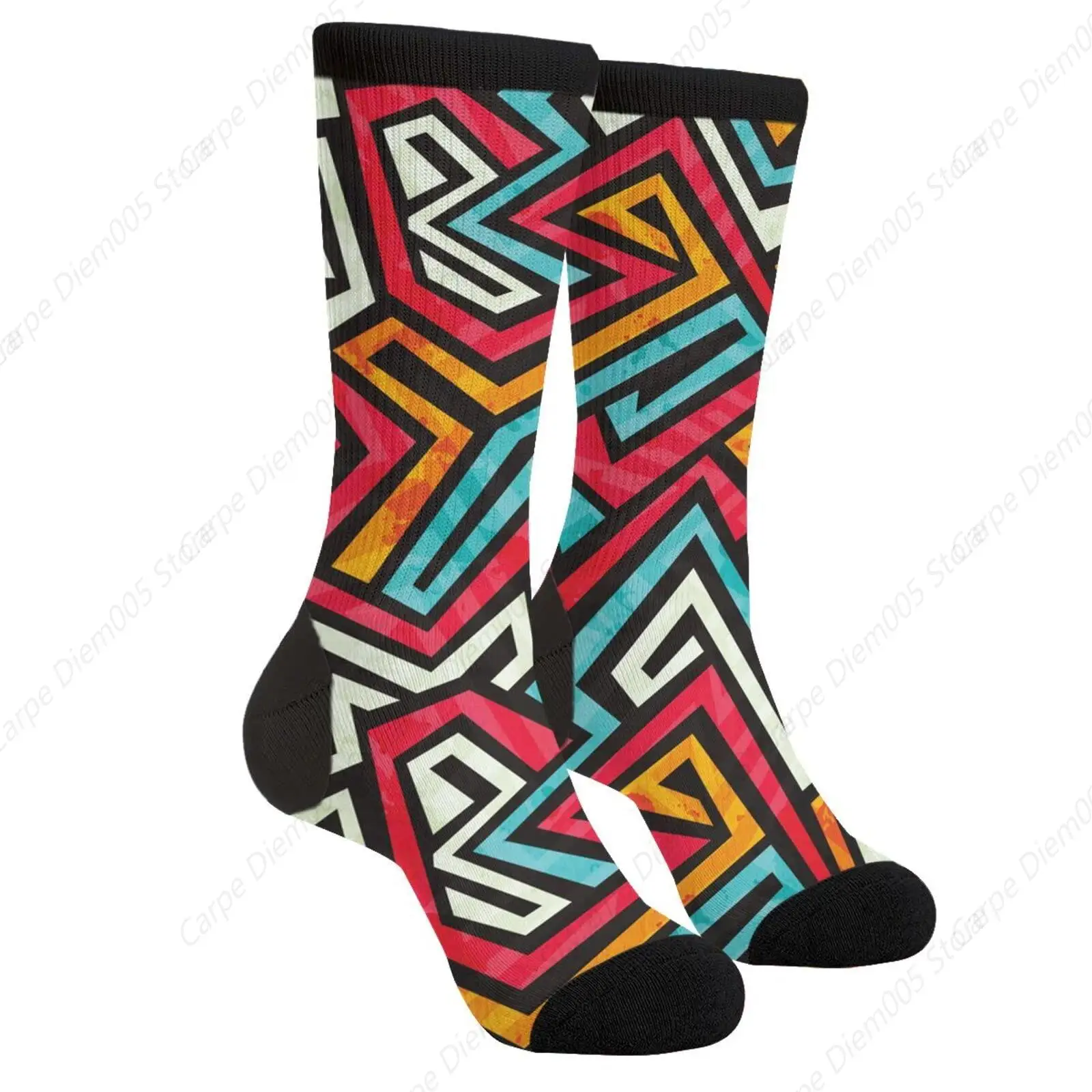 Graffiti Tribal Grunge Color Line Art Casual Funny Funky Novelty Socks For Men Women