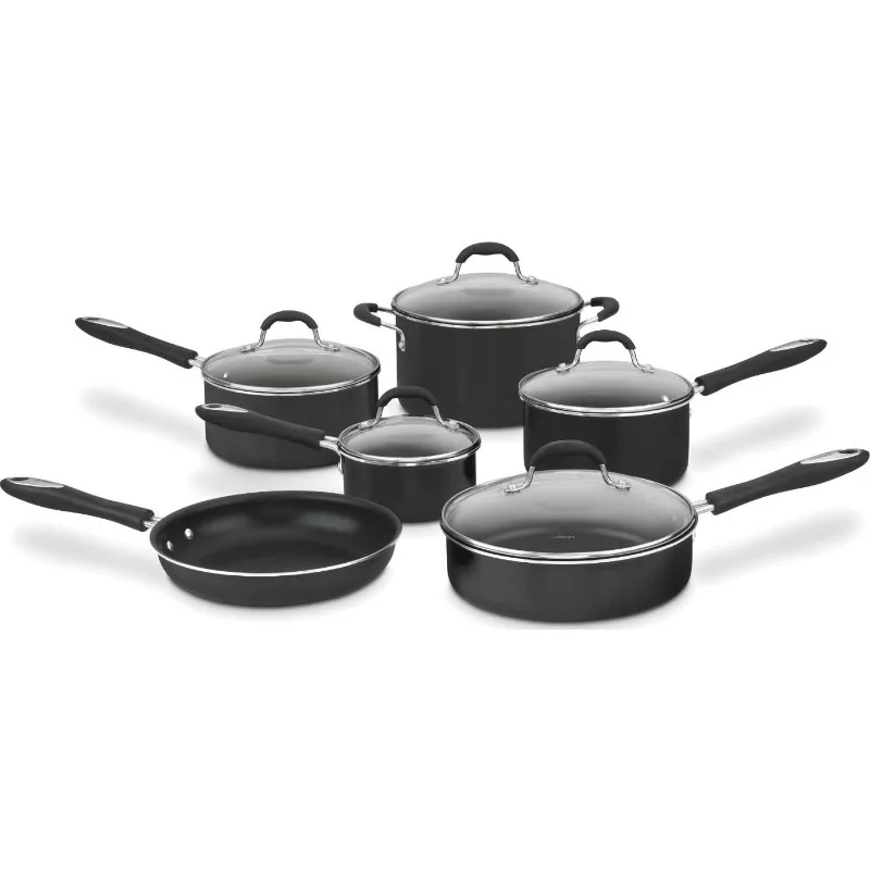 Cuisinart 11-Piece Nonstick Cookware Set, Black, 55-11BK