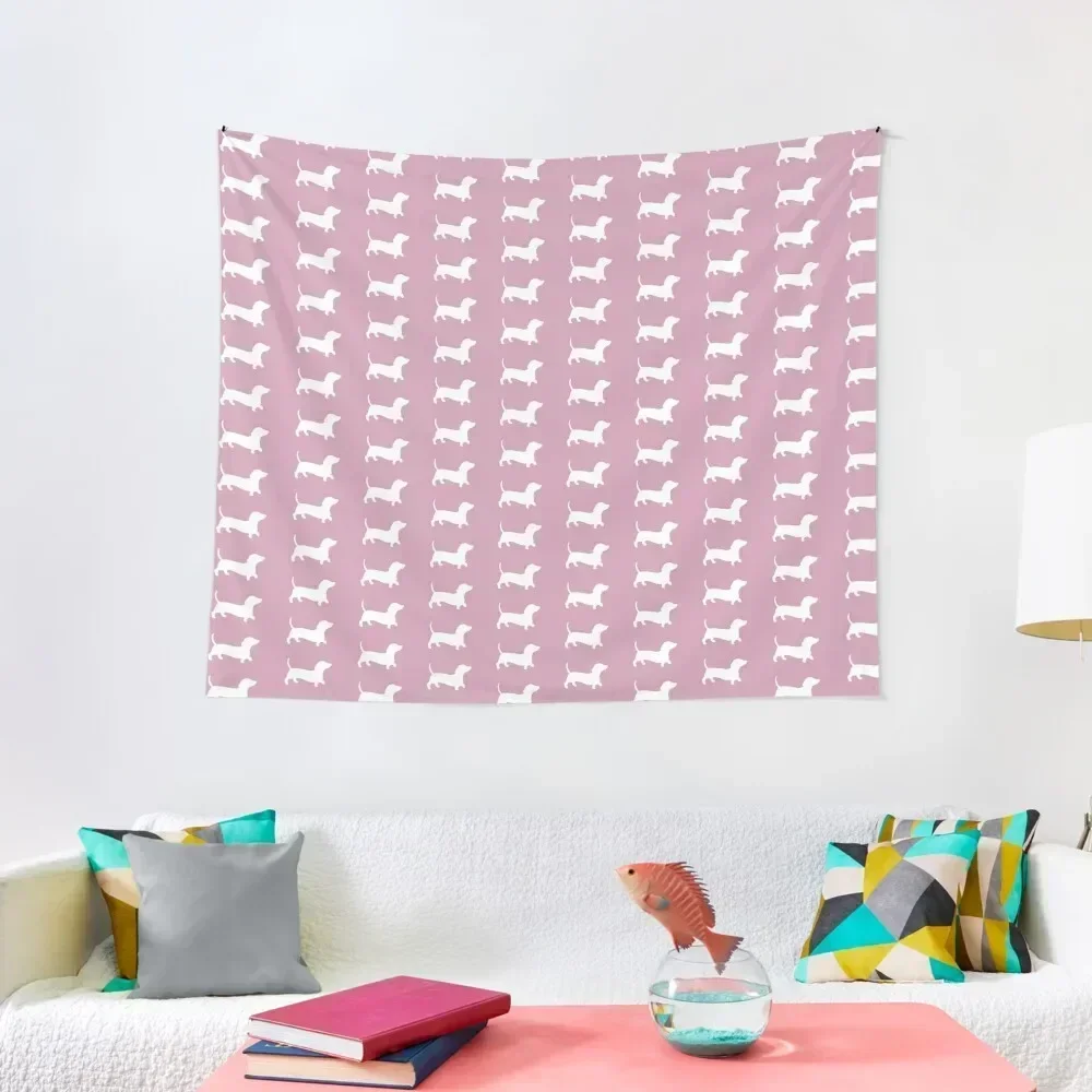 

Plain Dusty Pink With Daschund Silhouette Tapestry Home Decor Accessories Aesthetic Room Decorations Tapestry