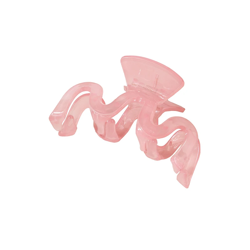 Transparent Pink Cute Jelly Grab Clip Wave Back of The Head Simple Disc Hair Shark Clip Temperament Hairpin Hair Accessories