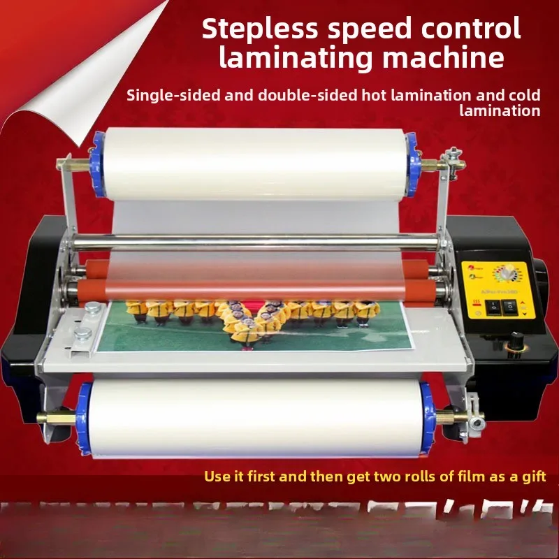 

FM360T Laminating Machine with Stepless Speed Regulation, Hot Laminating Machine A3 Glue Machine Cold Laminating Album