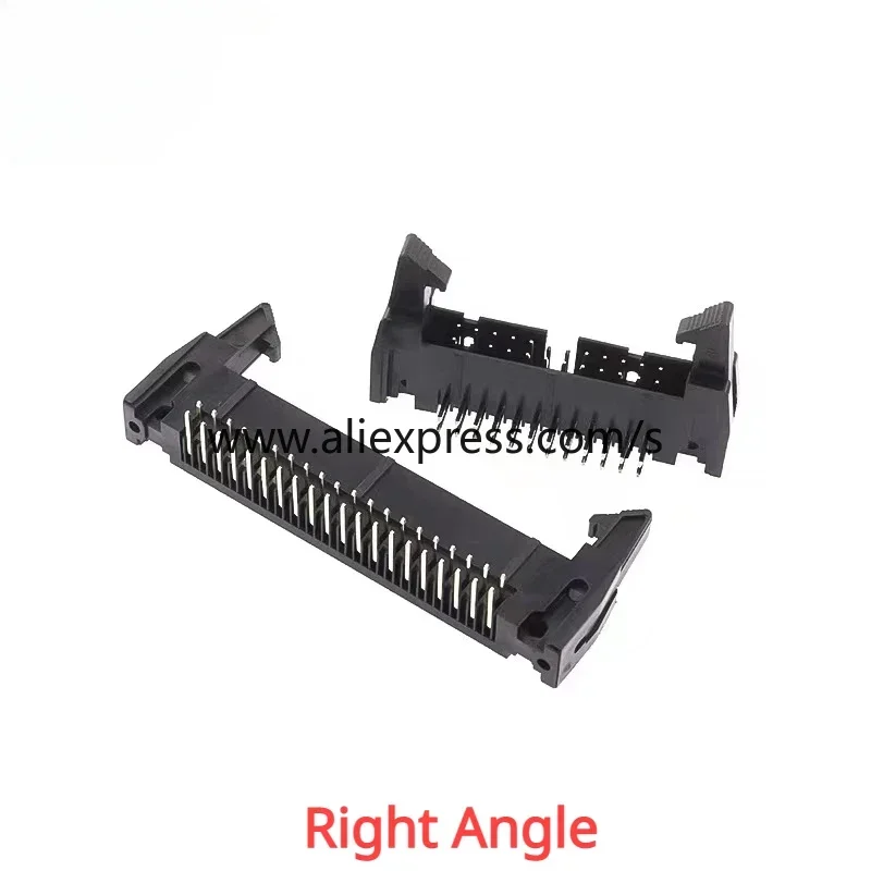 5PCS 2.54mm Pitch DC2 Male IDC Connector Socket Header With Hook Horn Sample 6P 8P 10P 12P 14P 16P 20P 26P 30P 34P 40P 50P 64Pin