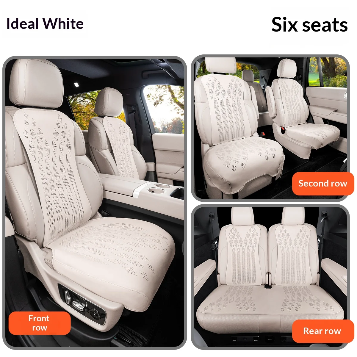 Breathable perforated car seat cushion lumbar backrest embossed pattern anti slip car seat cover, suitable for 6-seater SUV