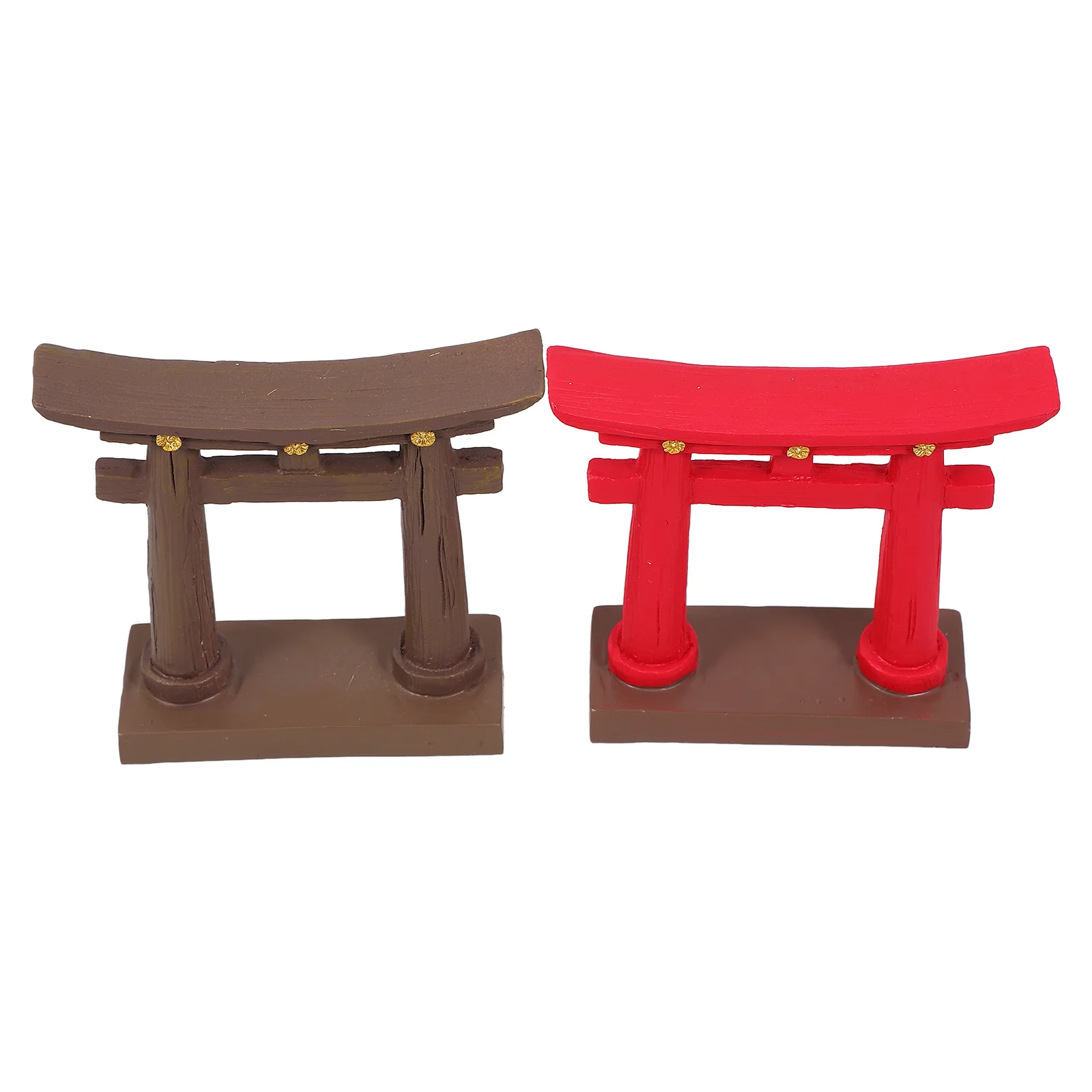 

2 Pcs Miniature Gate Decor Resin Japanese Garden Micro L scapes Aquarium Fish Tank S Table Props Small naments Home