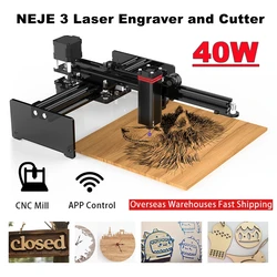 NEJE 40W CNC Mini Laser Cutting Engraving Machine Wood DIY Cutter Engraver Printer With N30820 Module Bluetooth Lightburn