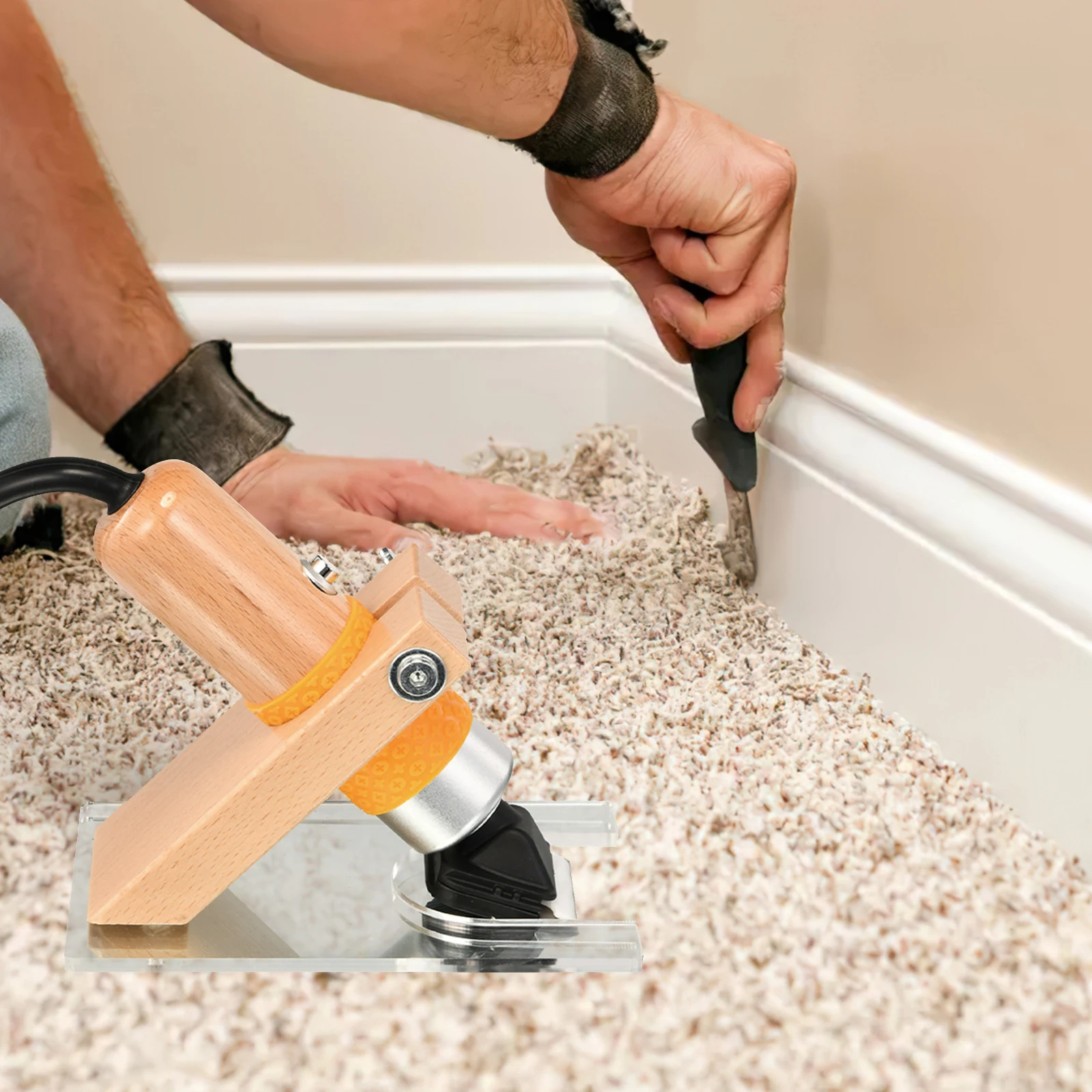 

1Set Carpet Trimmer Holder Durable Wood Plastic Sturdy Practical Shearing Guide for Home Rug Trimming Tufting Clipper Base