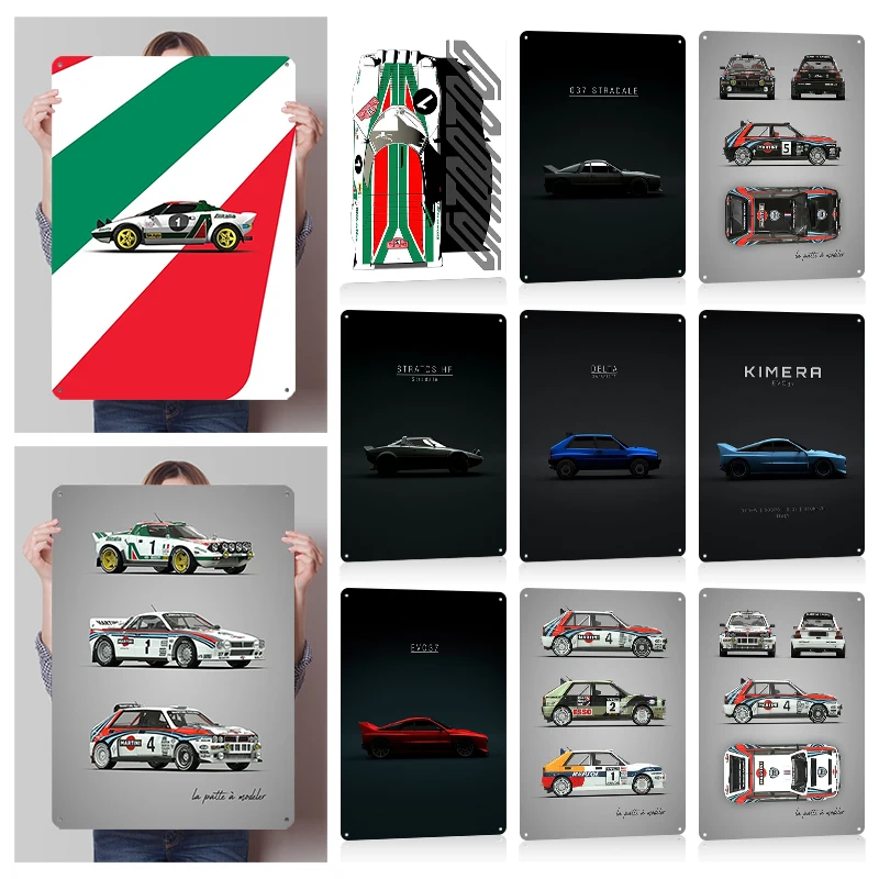 L-Lancia Autos Wandkunst Metallposter Anpassbare Vintage Metallschilder für Fans Garage Männerhöhle Büro Dekoration Zimmer Haus