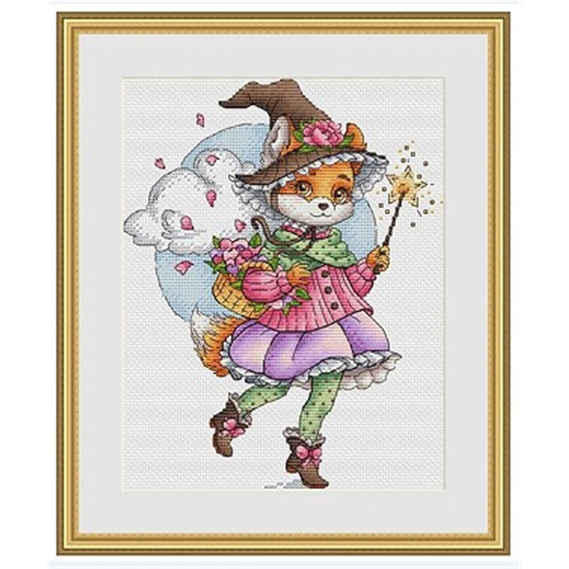 

ZZ6345 Cross Stitch Kits Embroidery Hoop Homfun Craft Counted Sunday Christmas Decorations Needlework Animal Snow Flower Scenery