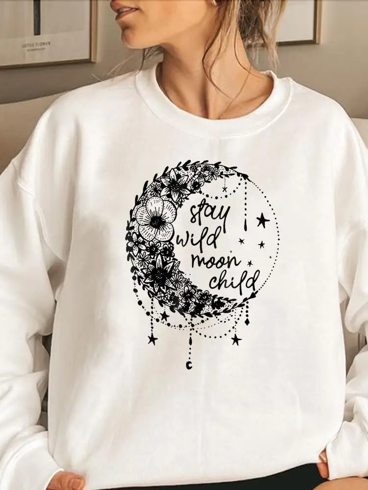 

Flower Moon Trend Cute Clothing Woman Fashion Hoodies Print Graphic Sweatshirts Spring Autumn Female Women Casual Pullovers