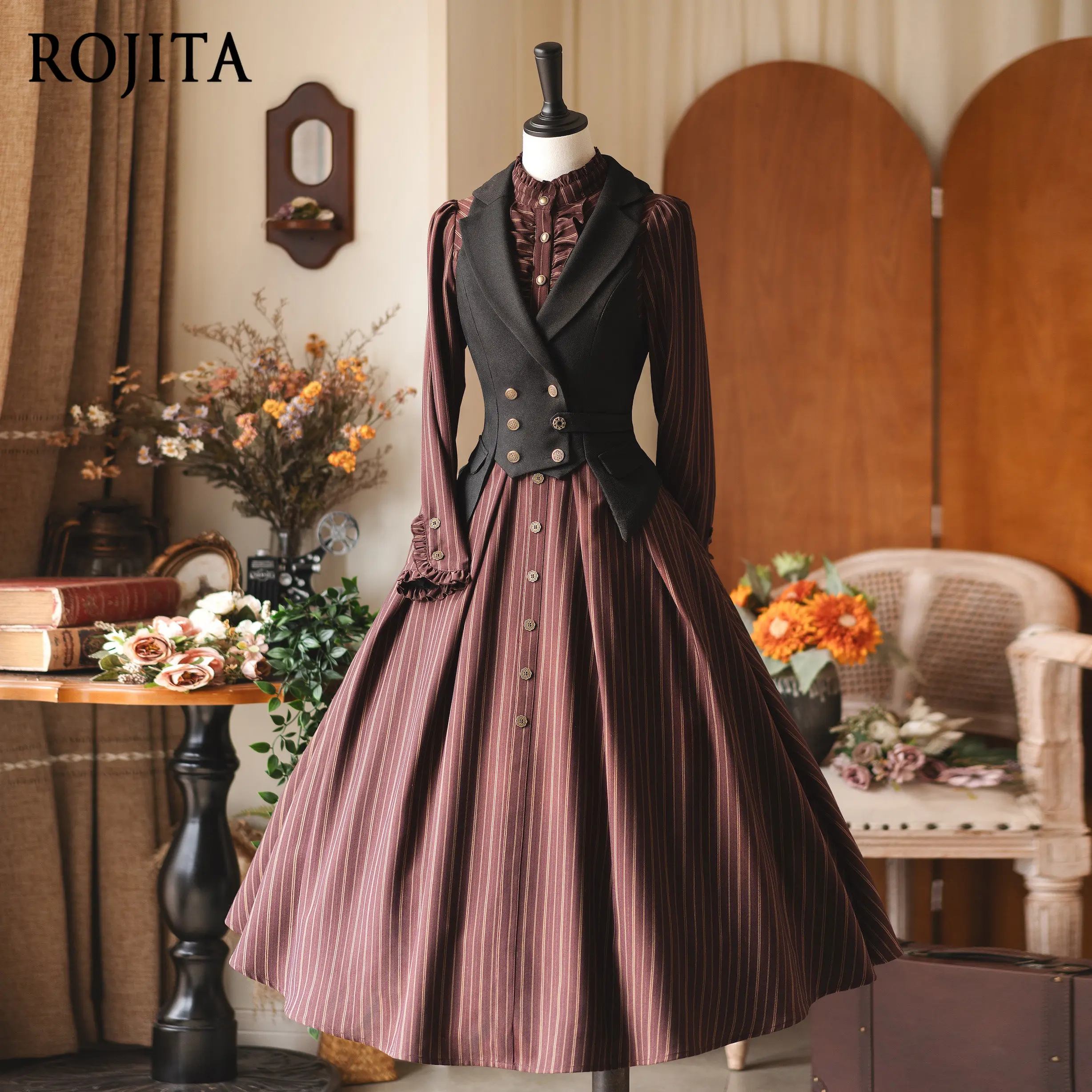 

Женский жилет, оригинальный ретро костюм с застежкой на талии, жилет, классический костюм с воротником, двубортный черный жилет на талии для женщин