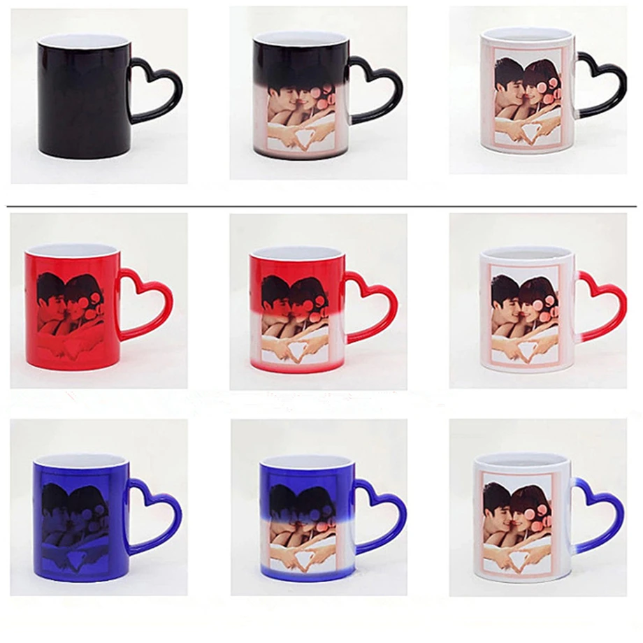 

96pcs/Lot 320ml/11oz Sublimation Ceramic Mug Color Changing Porcelain China Cup Tumbler Heat Sensitive DIY Designs In White Box