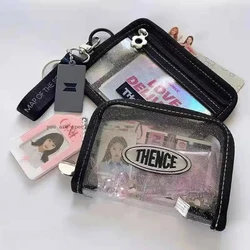 Corea Ulzzang trasparente paillettes lettera idolo card case cerniera anni '90 Vintage kpop portamonete moda punk y2k portafoglio donna corto