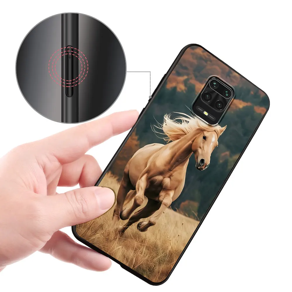 Pferde etui für Xiaomi Redmi 10 10c 9c 9a 9i 9 prime 9t 12 12c 10a k40 pro schwarz weich tpu Handy tasche Abdeckung