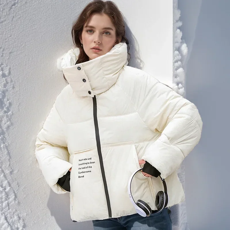 2024 New Winter Fashionable Cropped Down Cotton-padded Jacket For Women Style Puffer Coat Thickened Warm Loose-fit Hooded Parkas