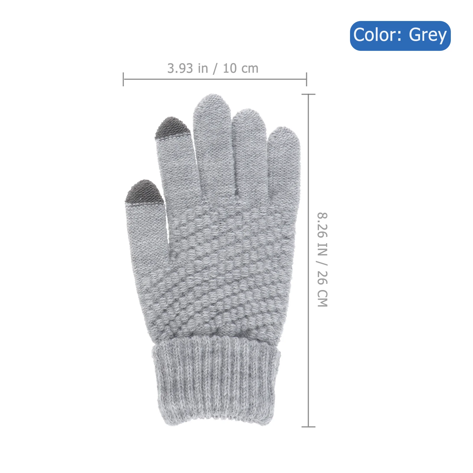 

Touch Screen Gloves Grey Woolen Knitted For Smartphone Tablet Winter Warm Index Middle Thumb Function Skiing