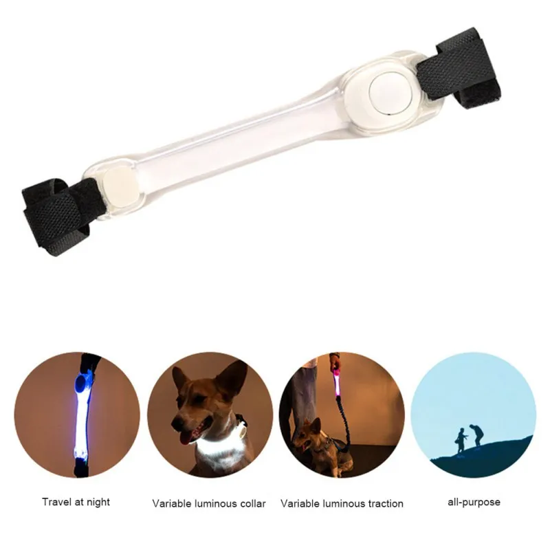 LED Lights Dog Collars Leash Tag Straps Night Safety Anti-lost Flashing Silicone Pet Necklace Glowing Collar For Small Dogs