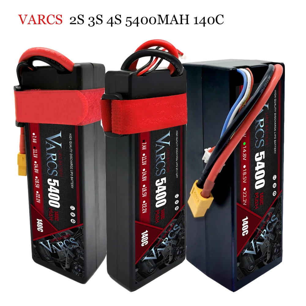 Batteria VARCS 4s Lipo 3S 2S 14.8V 11.1V 7.4V 5400mAh 140C batteria serie Racing HardCase per elicottero RC Car Boat Truck Buggy