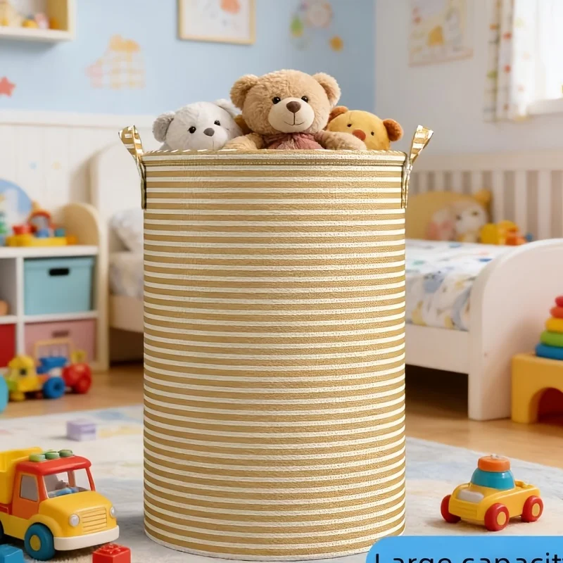 Large Foldable Laundry Hamper, portable design with strong grips, practical modern household storage bin